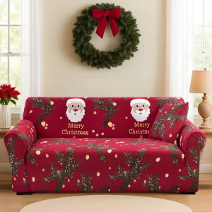 Christmas Decoration Sofa Cover Stretch Santa Claus Couch Cover Covers for Living Room Furniture Protector 1/2/3/4 Seater