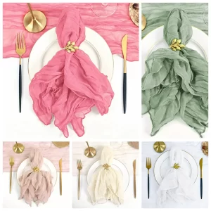 24pcs Gauze Cheese Cloth Napkins 50*50cm Dinner Napkins Country Bohemian Table Napkins for Weddings Birthday Party Decorations