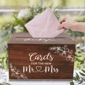 Wedding Card Box with Lid Wood Gift Card Box for Wedding Reception Rustic Envelope Money Box DIY Rustic Wedding Party Supplies